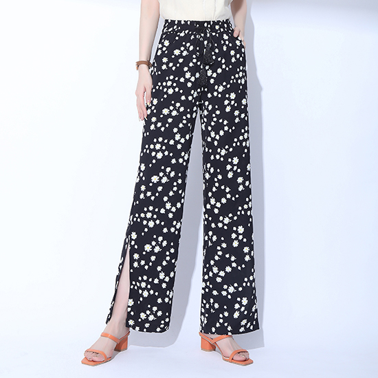 슬릿 프린트 스트링 팬츠 