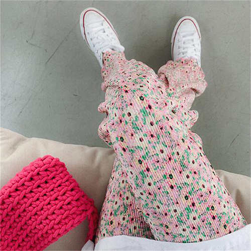 ◈[당일발송] 플라워 골지 부츠컷 팬츠