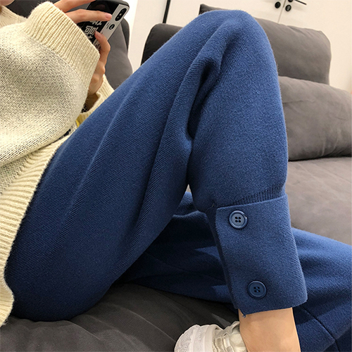 ◈[당일발송] 더블단추 밴딩 니트 팬츠