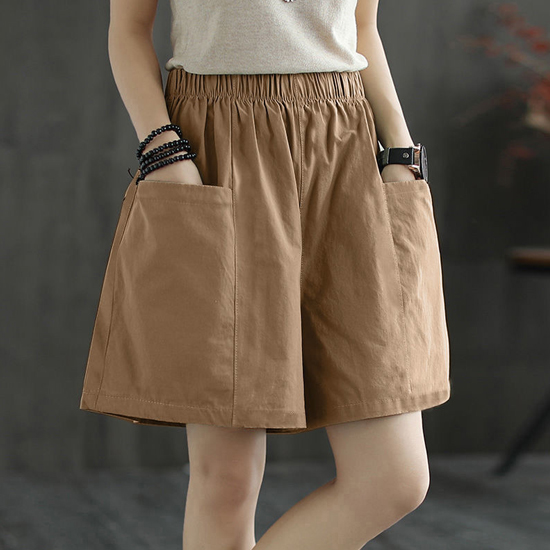 밴딩 A라인 와이드 반바지