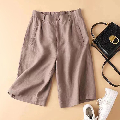 ◈[당일발송]베이직 린넨 뒷밴딩 5부 팬츠