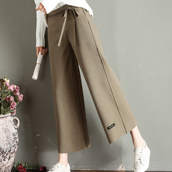 울혼방 와이드 뒷밴딩 팬츠