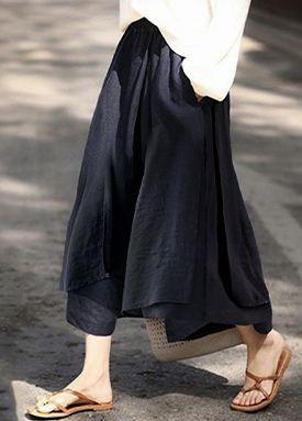 와이드핏 트임 레이어드 밴딩 팬츠