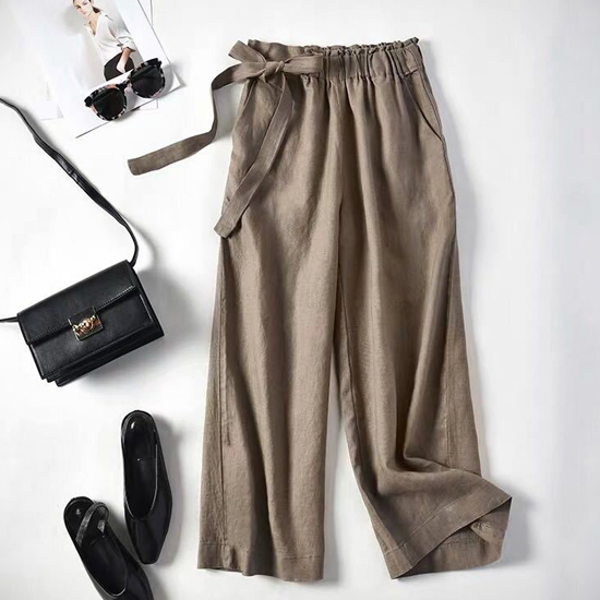 [당일발송9] [재입고] 린넨 밴딩 와이드 팬츠