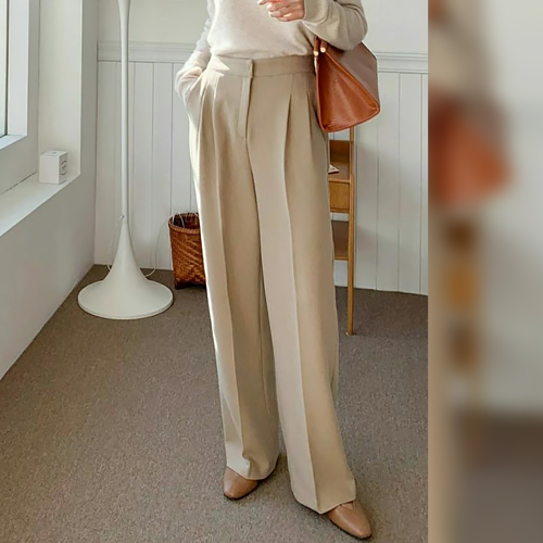 [당일발송]겨울 뒷밴딩 핀턱 와이드 팬츠