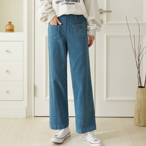 [당일발송]기모 골덴 포켓 로고 와이드 팬츠