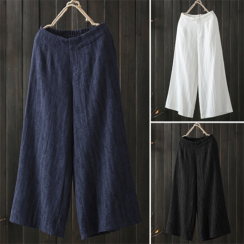 [당일발송]린넨 뒷밴딩 와이드 팬츠