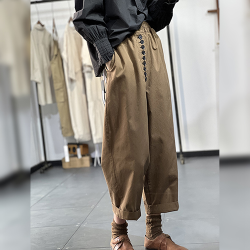 ◈[당일발송] 앞버튼 밴딩 와이드 팬츠