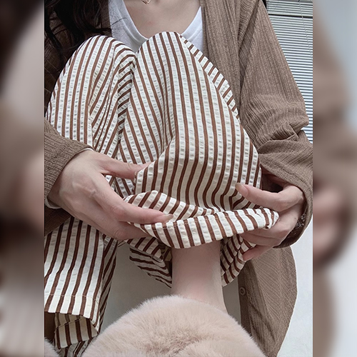 ◈[당일발송] 버블 쿨링 원단 스트라이프 와이드 팬츠