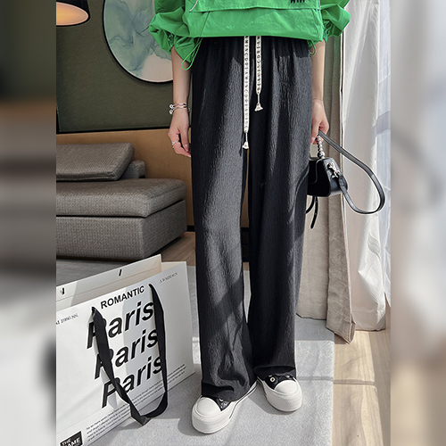 ◈[당일발송] 허리 밴딩 캐주얼 와이드 팬츠