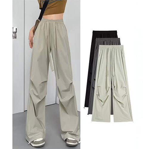 ◈[당일발송] 하이웨스트 와이드 스트링 밴딩 팬츠