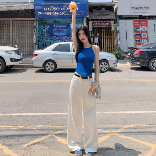 ◈[당일발송] 코튼 크림 롱 와이드 팬츠