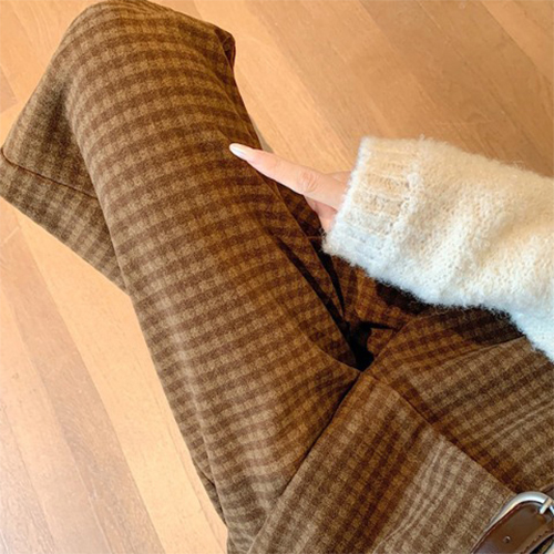 클래식 체크 와이드 팬츠&벨트 SET  