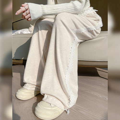 레이스 라인 와이드 밴딩 팬츠