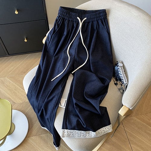 ◈[당일발송] 꾸안꾸 와이드 레이스 밴딩 팬츠