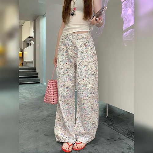 ◈[당일발송] 컬러풀 물고기 와이드 팬츠