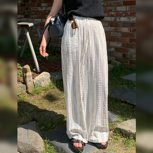 스트라이프 패턴 밴딩 팬츠
