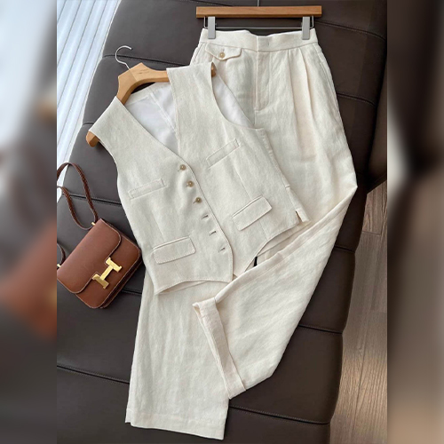 세련된 수트 베스트&와이드 팬츠 2SET