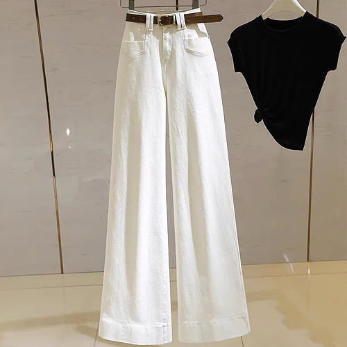 하이웨스트 화이트 와이드 팬츠