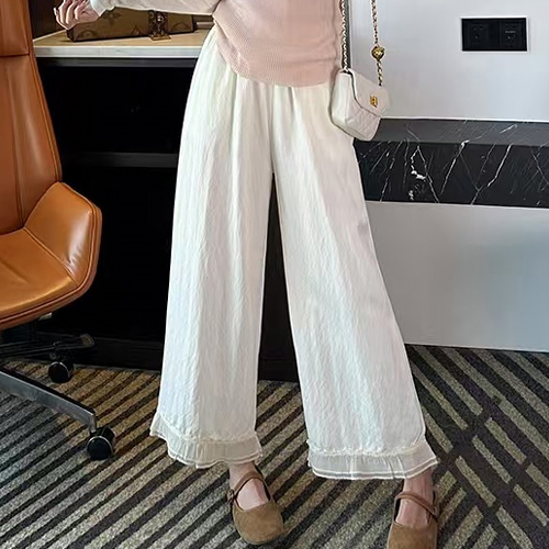 .밑단 프릴 데일리 밴딩 팬츠