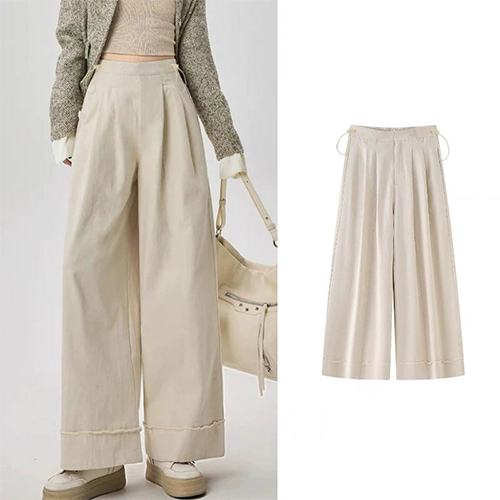 ◈[당일발송] 스트링 밴딩 내추럴 와이드 팬츠