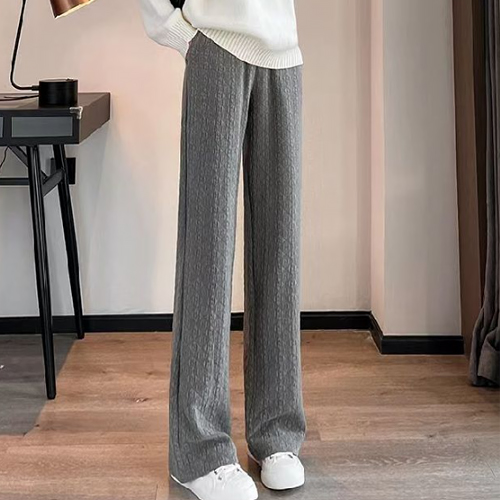 기모 패턴 텍스처 밴딩 와이드 팬츠