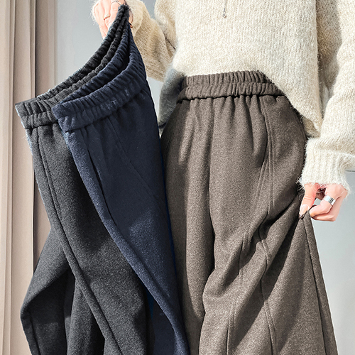 러블리 프릴 와이드 울 팬츠