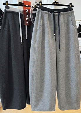 ★수요특가 자정마감 50%★투톤 스트링 와이드 밴딩 팬츠