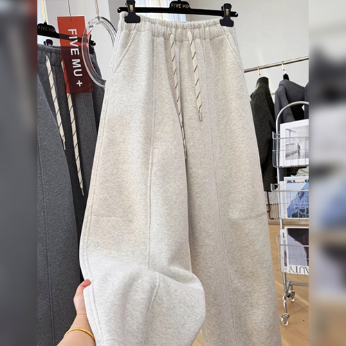 패턴 스트링 와이드 밴딩 팬츠