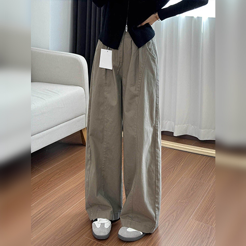 어반 핀턱 뒷밴딩 와이드 팬츠