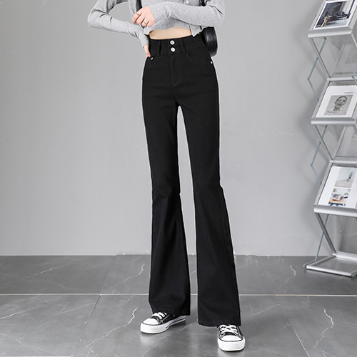 더블버튼 부츠컷 데님 팬츠