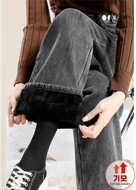 기모 와이드 일자 롱 데님 팬츠