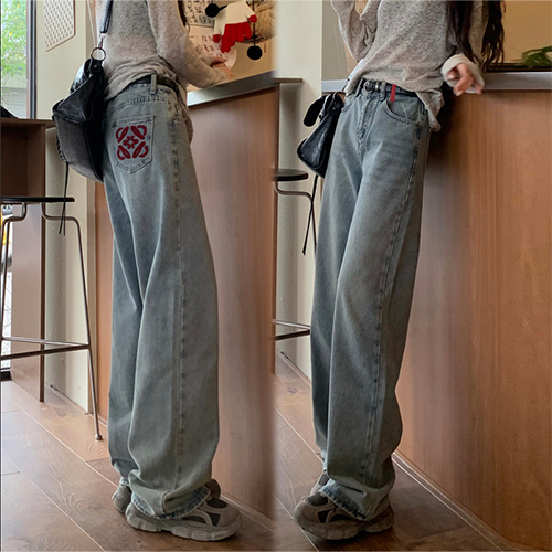 ◈[당일발송] 빈티지 내츄럴 워싱 와이드 데님