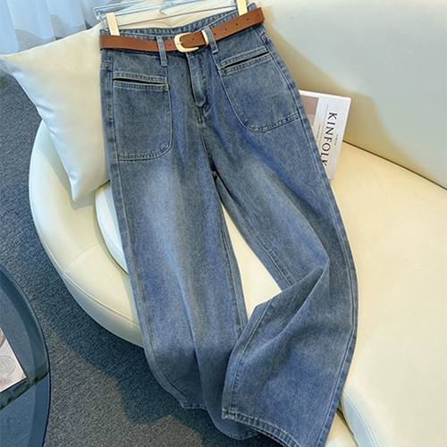 ◈[당일발송] 사각포켓 와이드 일자핏 데님 팬츠