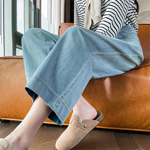 ◈[당일발송] 쿨 연청 와이드 데님 팬츠