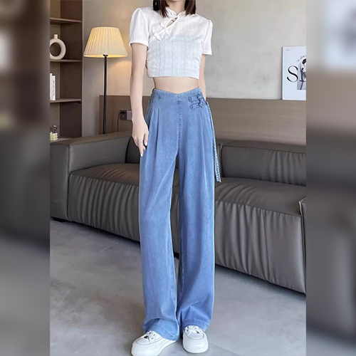 ◈[당일발송] 차르르 텐셀 와이드 데님 팬츠