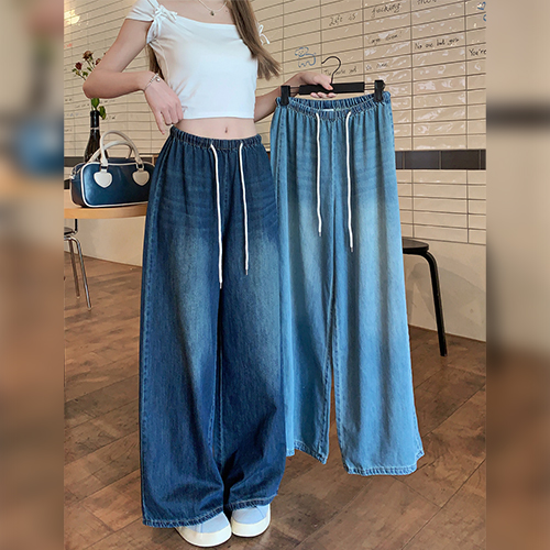 ◈[당일발송] 편안한 데일리 와이드 밴딩 데님 팬츠