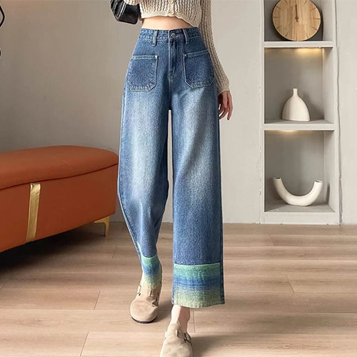 앞포켓 세미와이드 데님 팬츠