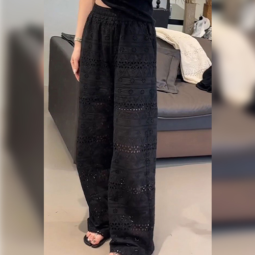 ★토요특가 자정마감 50%★펀칭 패턴 코튼 밴딩 팬츠