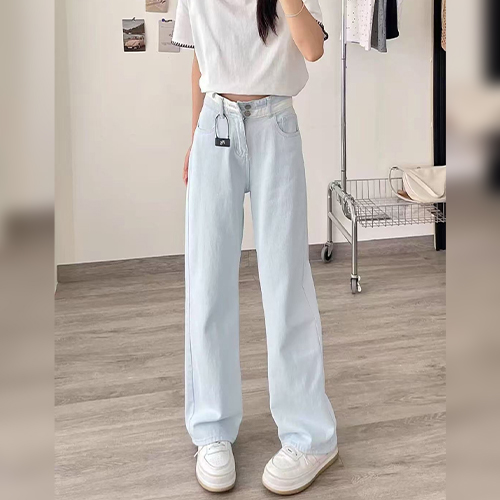 라이트 투버튼 일자핏 데님 팬츠