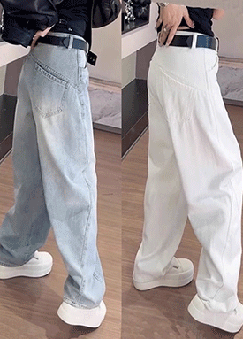 트렌디 백포인트 보이핏 데님 팬츠