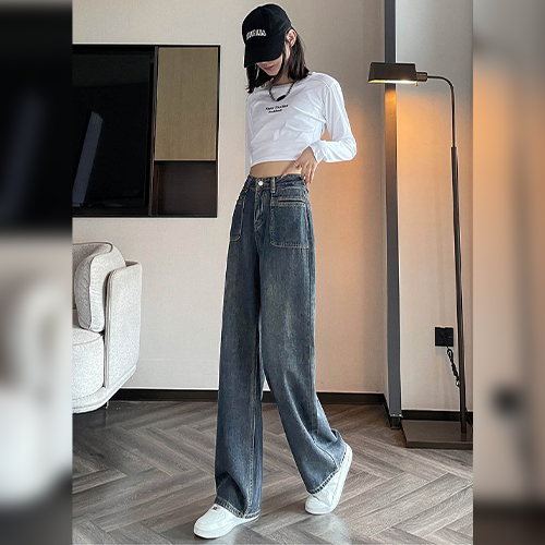 ◈[당일발송]  앞포켓 빈티지 워싱 롱 데님 팬츠