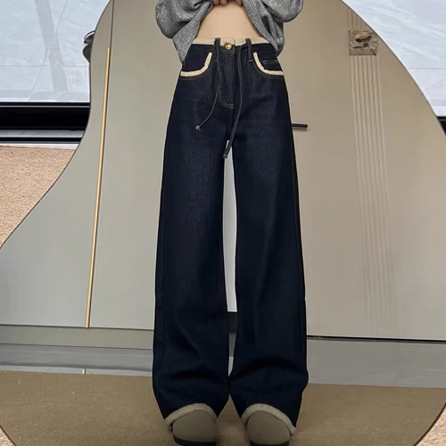 ◈[당일발송] 롤업 배색 기모 데님 팬츠