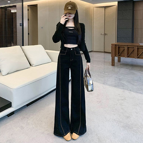 🧡사전예약 수량 한정 (3/10 발송) 품절되면 다음 일정 미정!⚡유니크 앞절개 스티치 와이드 데님