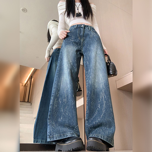 ◈[당일발송] 블링 비즈 포인트 와이드 데님