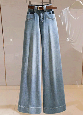 트렌디 컷팅 포켓 와이드 데님