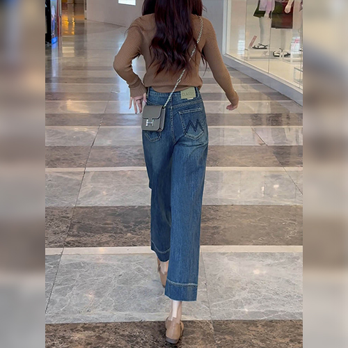 뒷포켓 스티치 와이드 데님 팬츠