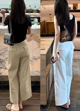 데일리 9부 일자 와이드 코튼 팬츠