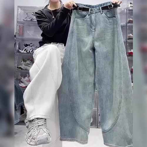 입체 절개 아방핏 와이드 데님