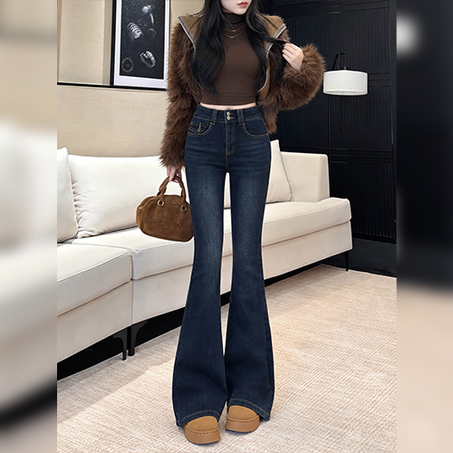 롱다리핏 슬림 워싱 부츠컷 데님 